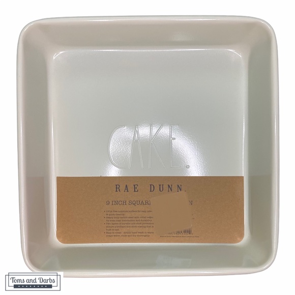 Rae Dunn CAKE 9" Square Baking Pan in White - Picture 1 of 3
